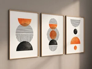 Abstrakte Wandkunst Malerei mit Boho Farbe und Leinwand bedruckbarer Wandkunstdruck - Bild 1 von 6