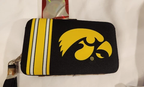Iowa Hawkeyes Wristlet Mini Shell Wallet NCAA Licenced, New Cover
