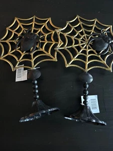 Spider Web Metal / Plastic Halloween Decor- Set X 2 Halloween Decor 14x9 inches - Picture 1 of 8