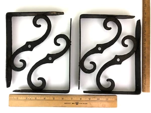 4 Rustic Iron 6" x 8" Shelf Brackets Made in Italy - Picture 1 of 6