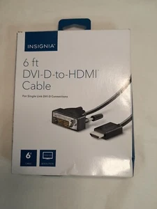 Insignia 6' Single/Dual Link DVI-D DVI-I To HDMI Cable HD Monitor Gaming Adapter - Picture 1 of 2
