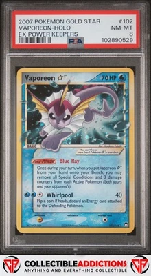 2007 Pokemon Ex Power Keepers #102 Vaporeon-Holo Ex Power Keepers PSA 8 - Image 1 of 2