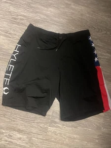 Hylete Athletic Training Shorts Mens Medium Black Flag USA Above Knee I26 - Picture 1 of 3