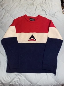 Vintage Demetre Delta Patch Virgin Wool Men’s Large Delta Colored Ski Pullover - Picture 1 of 19