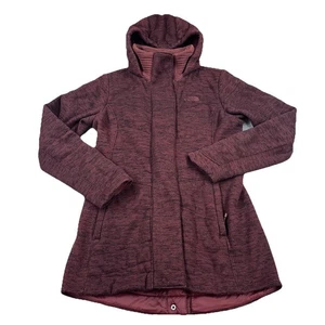 The North Face Jacket Indi Full Zip Hooded Parka Coat Fleece Fig Heather Small - Picture 1 of 11
