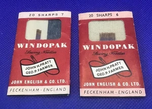 Vintage Windopak Sewing Needles No.6 & No.7 John English Feckenham England READ - Picture 1 of 3
