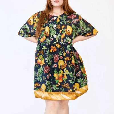 Rachel Antonoff Howard Mini Dress Food Cheese Tomato Marie Baguettes Print S - Image 1 of 4