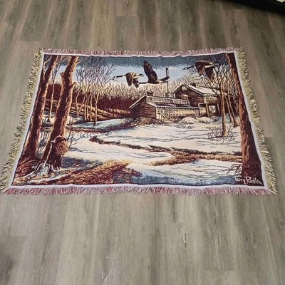 Terry Redlin Tapestry Jacquard Blanket Throw Winter Scene Made In USA [T3/4] - Image 1 of 4