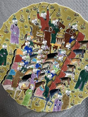 Vintage Kutahya Turkey  Gini Special Hand Painted Pottery Bowl/Plate 17”x3" Sign - Image 1 of 4