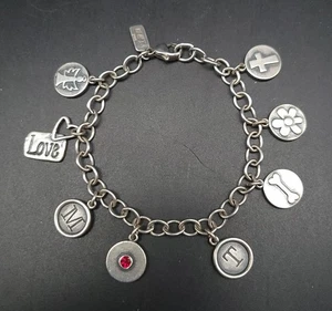 Nelle & Lizzy N&L Sterling Silver Link Charm Bracelet With 8 Charms  - Used - Picture 1 of 6