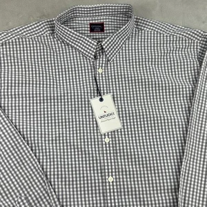 UNTUCKit Men’s Button Down Shirt 3XLC Tall Gray White Gingham Check Cotton - Picture 1 of 7