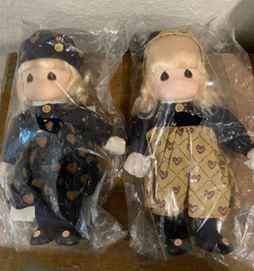 Vtg Precious Moments Twin Dolls Laurie & Liza  12 Inch Brand New In Pkgs - Picture 1 of 8