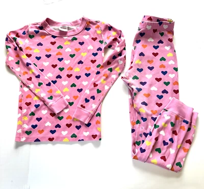 Juego de pijama Hanna Andersson 100 % algodón orgánico acanalado corazones rosas talla 130 cm/US 8 Foto 1 de 4