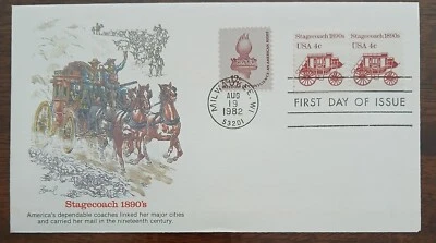 U.S - 1982 - STAGECOACH  1890'S  - FDC - Image 1 of 2