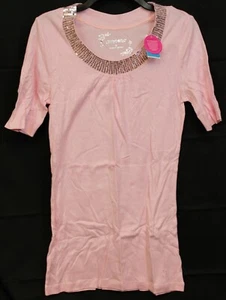 Y2K Limited Too Sparkle T-Shirt sz 18 Sequin Neck Jr Pre-Teen Retro Half Sleeve - Picture 1 of 9