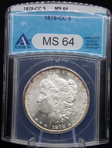 Dólar Morgan de plata 1878 CC $1 Estados Unidos ANACS MS64 Carson City A236 - Imagen 1 de 2