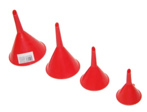 4 pc Plastic Funnel Set 4 Sizes Heavy Duty 2-1/4" 3" 4" 5" Home Auto Oil Kitchen - Bild 1 von 3