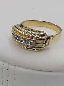 Antiker Ring 14 Karat 585 Gold mit 3 Brillanten, 5,7 Gramm, Größe 59. - Bild 1 von 10