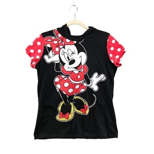 Disney Girls XL (15-17) Minnie Mouse T Shirt Hoodie Short Sleeve Ear Hood - Picture 1 of 10