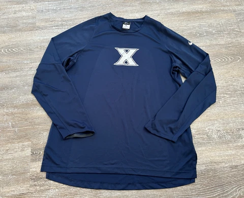 Nike Xavier Musketeers Dri Fit Long Sleeve Shooting Shirt Warmup Basketball Sz L Cover