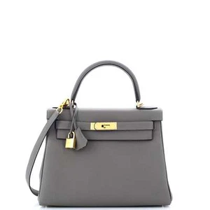Hermes Kelly Handbag Grey Togo with Gold Hardware 28 - Picture 1 of 8