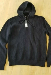 NWT $395 THE GIGI WOOL HOODY MADE N ITALY L M NAVY  - Picture 1 of 4