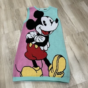 Kids Disney Vest Dress Size 9/10 Pink Green Mickey Disneyland Disneyparks - Picture 1 of 5