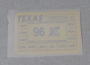 1996 Texas passenger car license plate windshield sticker - Picture 1 of 1