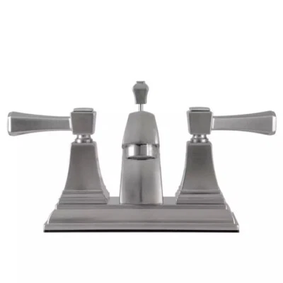 Design House Torino 4 pulgadas Juego central grifo de latón de 2 manijas en níquel satinado Foto 1 de 4