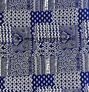 Indian 5 Yards Pure Cotton Hand Print Flower Design Patchwork Natural Dye Fabric - Picture 1 of 3