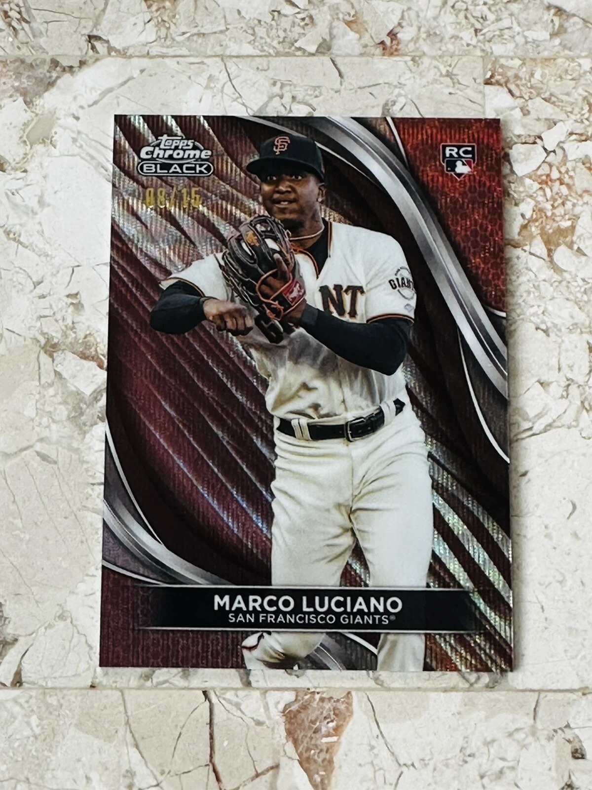 MARCO LUCIANO RC 2024 TOPPS CHROME BLACK #7 ROSE GOLD WAVE REFRACTOR /15