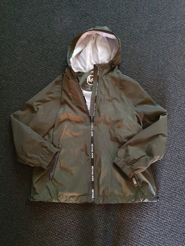 Cappotto giacca donna bellissimo originale Michael Kors verde con cappuccio taglia L 12 14