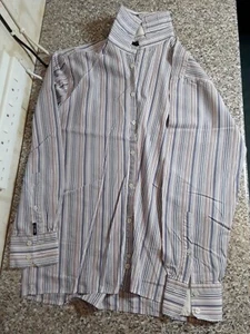 Peter Werth Mens Multi-Coloured Medium 90s Style Striped Long Sleeved Shirt - Picture 1 of 7