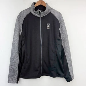 Spyder Größe Large Herren grau schwarz Bandit durchgehender Reißverschluss Pullover Strick Fleece Jacke - Bild 1 von 8