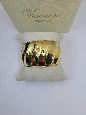 Brazalete martillado QVC Italia Veronese Plata Esterlina Oro Vermeil Vieira Foto 1 de 4