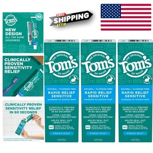 Natural Mint Toothpaste - 3-Pack of Fluoride-Free Sensitive Relief, 4 oz. Tubes - Picture 1 of 11