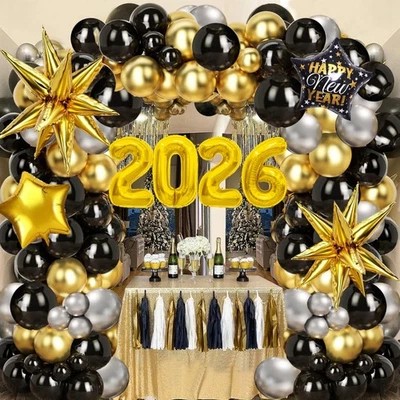 Feliz Año Nuevo Globo Arco Guirnalda Kit, 2026 Año Nuevo Globos Decoraciones... Foto 1 de 4