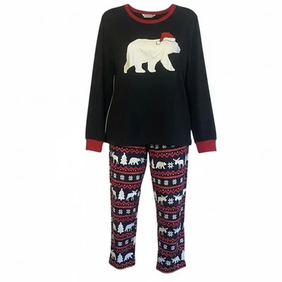 PatPat белый медведь пижамы комплект женщин Lg графический дизайн снежинка Рождественский праздник - Изображение 1 из 4