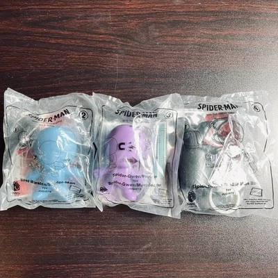 Spider Man Into the Spider Verse McDonalds HAPPY Meal Toy 2018 Bundle Set of 3 - Image 1 of 4