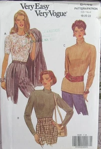 Vintage Vogue 8446 Womens 18-22 VERY EASY Knit Tops Turtleneck Shell Pattern UNC - Picture 1 of 2