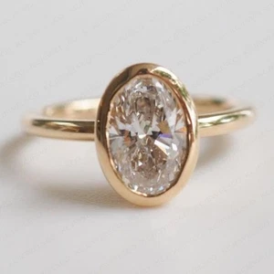 2.5CT Oval Cut IGI EVS1 Lab Grown Diamond Womens Engagement Ring 14K Yellow Gold - Picture 1 of 12