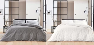 DKNY Paley Park King Size Duvet Cover Set in 2 Colours Grey or White - Picture 1 of 5