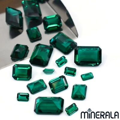 EMERALD ZAMBIA LAB GROWN FACETED OCTAGON LOOSE GEMSTONE 3x5mm-8x10mm WP02771 - Image 1 of 4