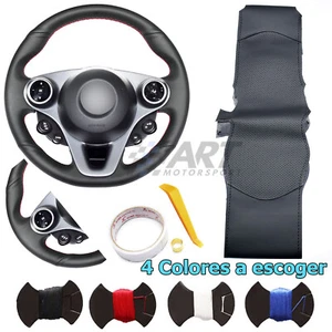 Funda de volante a medida para Smart Fortwo Forfour 451 cuero liso + perforado - Imagen 1 de 3