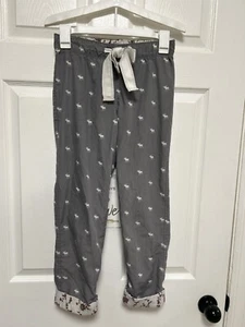 ABERCROMBIE FITCH Junior Vintage Girls Winter Moose Pajama Pants Size Small - Picture 1 of 6
