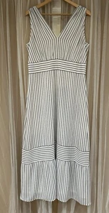 Maxi Vestido Ralph Lauren Sin Mangas Talla 12 Blanco y Negro - Imagen 1 de 6