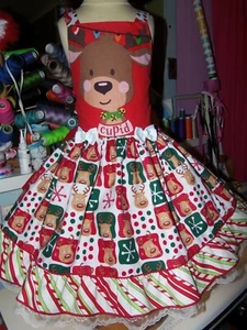 Santa Deer christmas Girls Dress Size 6 - Picture 1 of 5