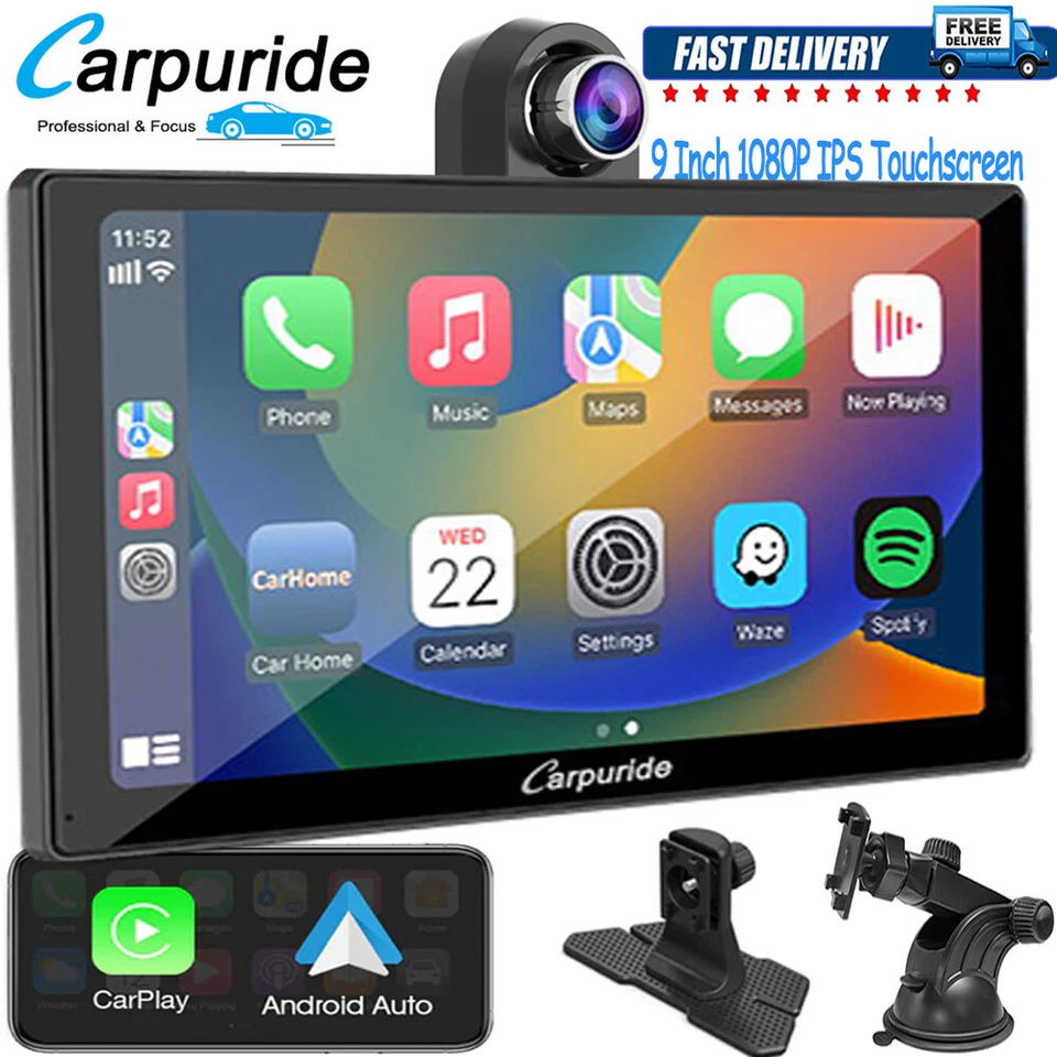 CARPURIDE W905 Autoradio Wireless Carplay Android Auto Smart Multimedia+Dashcam - Bild 1 von 4