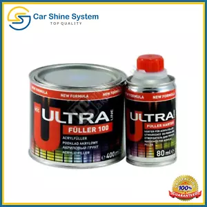 Novol Ultra 2K HS HIGH BUILD PRIMER KIT 1L Black 5:1 CAR BODY PAINT FILLER 480ml - Picture 1 of 7