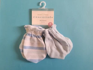 Koala Essentials Blue/White Mittens 2pk Cotton, Set of 2 pack, Total 4 Pair - Picture 1 of 2